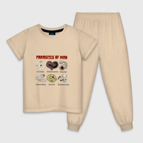 Детская пижама хлопок с принтом Паразиты человека в Белгороде, 100% хлопок |  брюки и футболка прямого кроя, без карманов, на брюках мягкая резинка на поясе и по низу штанин
 | 
