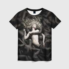 Женская футболка 3D с принтом Блондинка в Белгороде, 100% полиэфир ( синтетическое хлопкоподобное полотно) | прямой крой, круглый вырез горловины, длина до линии бедер | белая | блондинка | девушка | кожа | кристофер гилберт | люди | мужчины | фото | черная