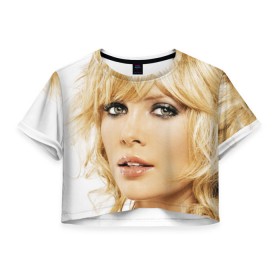 Женская футболка 3D укороченная с принтом Шарлиз Терон в Белгороде, 100% полиэстер | круглая горловина, длина футболки до линии талии, рукава с отворотами | charlize theron | американская | киноактриса | модель | шарлиз терон