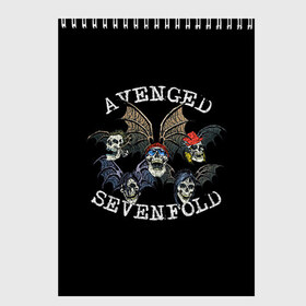 Скетчбук с принтом Avenged Sevenfold в Белгороде, 100% бумага
 | 48 листов, плотность листов — 100 г/м2, плотность картонной обложки — 250 г/м2. Листы скреплены сверху удобной пружинной спиралью | avenged sevenfold