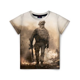 Детская футболка 3D с принтом Call of Duty в Белгороде, 100% гипоаллергенный полиэфир | прямой крой, круглый вырез горловины, длина до линии бедер, чуть спущенное плечо, ткань немного тянется | call of duty | cod | modern | mw2 | warfare