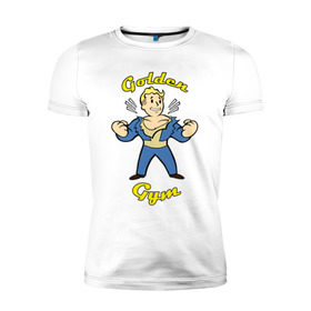 Мужская футболка премиум с принтом Fallout golden gym в Белгороде, 92% хлопок, 8% лайкра | приталенный силуэт, круглый вырез ворота, длина до линии бедра, короткий рукав | 