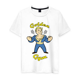 Мужская футболка хлопок с принтом Fallout golden gym в Белгороде, 100% хлопок | прямой крой, круглый вырез горловины, длина до линии бедер, слегка спущенное плечо. | 