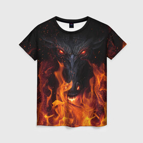 Женская футболка 3D с принтом Devil в Белгороде, 100% полиэфир ( синтетическое хлопкоподобное полотно) | прямой крой, круглый вырез горловины, длина до линии бедер | devil | дьявол | монстр | огонь | ужас
