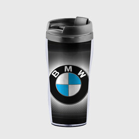 Термокружка-непроливайка с принтом BMW в Белгороде, внутренняя часть — пищевой пластик, наружная часть — прозрачный пластик, между ними — полиграфическая вставка с рисунком | объем — 350 мл, герметичная крышка | bmw | бмв | лого | логотип