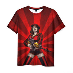 Мужская футболка 3D с принтом Red alert в Белгороде, 100% полиэфир | прямой крой, круглый вырез горловины, длина до линии бедер | девушка | оружие | снайпер | ссср