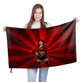 Флаг 3D с принтом Red alert в Белгороде, 100% полиэстер | плотность ткани — 95 г/м2, размер — 67 х 109 см. Принт наносится с одной стороны | девушка | оружие | снайпер | ссср