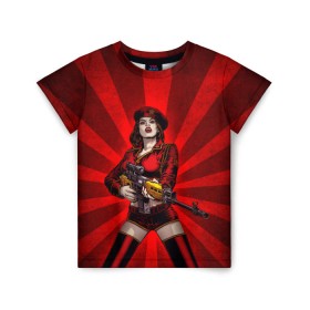 Детская футболка 3D с принтом Red alert в Белгороде, 100% гипоаллергенный полиэфир | прямой крой, круглый вырез горловины, длина до линии бедер, чуть спущенное плечо, ткань немного тянется | Тематика изображения на принте: девушка | оружие | снайпер | ссср