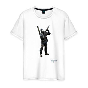 Мужская футболка хлопок с принтом Инженер 2 в Белгороде, 100% хлопок | прямой крой, круглый вырез горловины, длина до линии бедер, слегка спущенное плечо. | battlefield | engineer | батлфилд | инженер | солдат