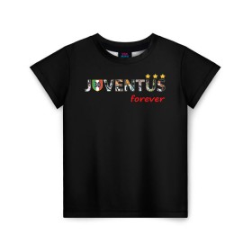 Детская футболка 3D с принтом JUVENTUS в Белгороде, 100% гипоаллергенный полиэфир | прямой крой, круглый вырез горловины, длина до линии бедер, чуть спущенное плечо, ткань немного тянется | Тематика изображения на принте: juventus | италия | футбол | ювентус