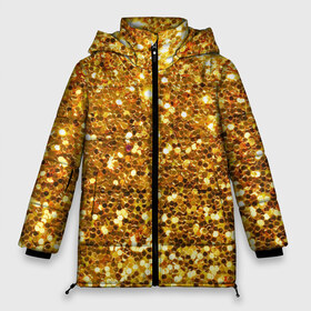 Женская зимняя куртка 3D с принтом Золотое мерцание в Белгороде, верх — 100% полиэстер; подкладка — 100% полиэстер; утеплитель — 100% полиэстер | длина ниже бедра, силуэт Оверсайз. Есть воротник-стойка, отстегивающийся капюшон и ветрозащитная планка. 

Боковые карманы с листочкой на кнопках и внутренний карман на молнии | зеркала | золотая россыпь | золото | золотое | мерцание | свет | яркий