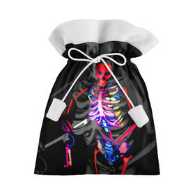 Подарочный 3D мешок с принтом Скелет в Белгороде, 100% полиэстер | Размер: 29*39 см | bodyart | faceart | helloween | аквагрим | боди арт | бодиарт | замок | ключ | неоновый | свет | сердце | скелет | фейсарт | хэллоуин | череп