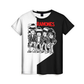Женская футболка 3D с принтом Ramones 1 в Белгороде, 100% полиэфир ( синтетическое хлопкоподобное полотно) | прямой крой, круглый вырез горловины, длина до линии бедер | joey ramone | punk | джоуи рамон | панк | рамонез | рамонес
