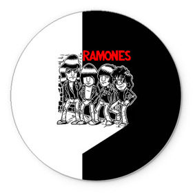 Коврик круглый с принтом Ramones 1 в Белгороде, резина и полиэстер | круглая форма, изображение наносится на всю лицевую часть | joey ramone | punk | джоуи рамон | панк | рамонез | рамонес