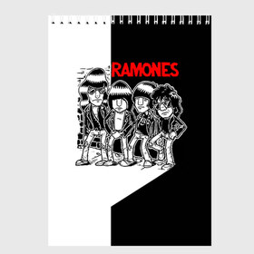 Скетчбук с принтом Ramones 1 в Белгороде, 100% бумага
 | 48 листов, плотность листов — 100 г/м2, плотность картонной обложки — 250 г/м2. Листы скреплены сверху удобной пружинной спиралью | joey ramone | punk | джоуи рамон | панк | рамонез | рамонес
