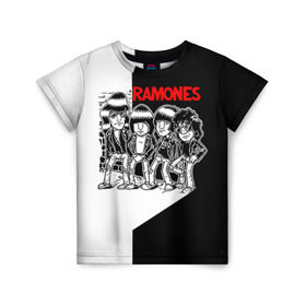 Детская футболка 3D с принтом Ramones 1 в Белгороде, 100% гипоаллергенный полиэфир | прямой крой, круглый вырез горловины, длина до линии бедер, чуть спущенное плечо, ткань немного тянется | joey ramone | punk | джоуи рамон | панк | рамонез | рамонес