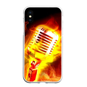 Чехол для iPhone XS Max матовый с принтом Микрофон в Белгороде, Силикон | Область печати: задняя сторона чехла, без боковых панелей | Тематика изображения на принте: 