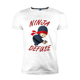 Мужская футболка премиум с принтом Ninja Defuse в Белгороде, 92% хлопок, 8% лайкра | приталенный силуэт, круглый вырез ворота, длина до линии бедра, короткий рукав | 