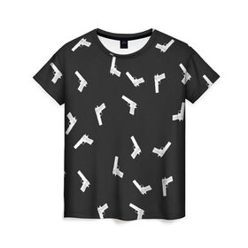 Женская футболка 3D с принтом Пистолеты в Белгороде, 100% полиэфир ( синтетическое хлопкоподобное полотно) | прямой крой, круглый вырез горловины, длина до линии бедер | автоматы | мода | оружие | пистолеты | пушки