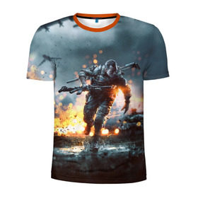 Мужская футболка 3D спортивная с принтом Battlefield в Белгороде, 100% полиэстер с улучшенными характеристиками | приталенный силуэт, круглая горловина, широкие плечи, сужается к линии бедра | battlefield | батла | батлфилд | игра
