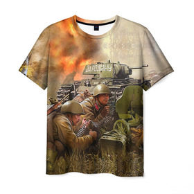 Мужская футболка 3D с принтом День победы в Белгороде, 100% полиэфир | прямой крой, круглый вырез горловины, длина до линии бедер | 9 мая | war | военная техника | война | день победы | за родину | солдаты | техника