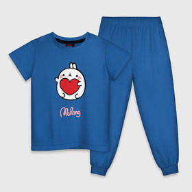 Детская пижама хлопок с принтом Кролик Моланг (сердце) в Белгороде, 100% хлопок |  брюки и футболка прямого кроя, без карманов, на брюках мягкая резинка на поясе и по низу штанин
 | molang | каваи | кролик | любовь | моланг | сердце
