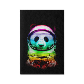Обложка для паспорта матовая кожа с принтом Панда космонавт в Белгороде, натуральная матовая кожа | размер 19,3 х 13,7 см; прозрачные пластиковые крепления | астронавт | звезды | космонавт | космос | панда | радуга