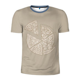 Мужская футболка 3D спортивная с принтом Пицца в Белгороде, 100% полиэстер с улучшенными характеристиками | приталенный силуэт, круглая горловина, широкие плечи, сужается к линии бедра | грибы | еда | колбаса | кусок | пицца | помидоры