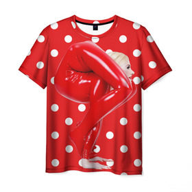 Мужская футболка 3D с принтом Гибкость в Белгороде, 100% полиэфир | прямой крой, круглый вырез горловины, длина до линии бедер | белый | германия | гибкость | горошек | девушка | красный | латекс | юлия гюнтель