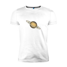 Мужская футболка премиум с принтом Сатурн - Saturn в Белгороде, 92% хлопок, 8% лайкра | приталенный силуэт, круглый вырез ворота, длина до линии бедра, короткий рукав | космос | планета | сатурн