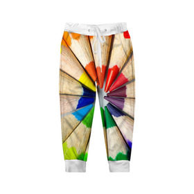Детские брюки 3D с принтом Карандаши в Белгороде, 100% полиэстер | манжеты по низу, эластичный пояс регулируется шнурком, по бокам два кармана без застежек, внутренняя часть кармана из мелкой сетки | карандаш | радуга | разноцветная | цветная
