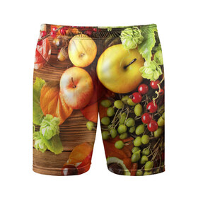 Мужские шорты 3D спортивные с принтом Фрукты в Белгороде,  |  | зелень | натюрморт | плоды | фрукты | яблоки | ягоды