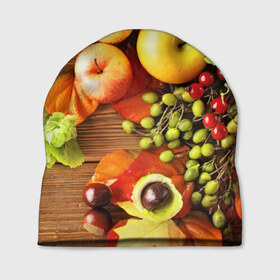 Шапка 3D с принтом Фрукты в Белгороде, 100% полиэстер | универсальный размер, печать по всей поверхности изделия | зелень | натюрморт | плоды | фрукты | яблоки | ягоды