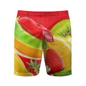 Мужские шорты 3D спортивные с принтом Фрукты в Белгороде,  |  | fresh | апедьсин | киви | клубника | пузыри | сок | фреш | фрукты | яблоко | ягоды