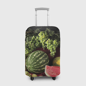 Чехол для чемодана 3D с принтом Арбуз в Белгороде, 86% полиэфир, 14% спандекс | двустороннее нанесение принта, прорези для ручек и колес | арбуз | виноград | каштан | натюрморт | плоды | ягоды