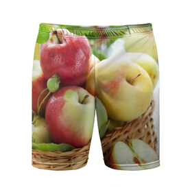 Мужские шорты 3D спортивные с принтом Яблоки в Белгороде,  |  | корзина | красные | яблоки
