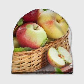 Шапка 3D с принтом Яблоки в Белгороде, 100% полиэстер | универсальный размер, печать по всей поверхности изделия | корзина | красные | яблоки
