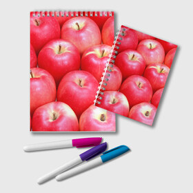 Блокнот с принтом Яблоки в Белгороде, 100% бумага | 48 листов, плотность листов — 60 г/м2, плотность картонной обложки — 250 г/м2. Листы скреплены удобной пружинной спиралью. Цвет линий — светло-серый
 | красные | плоды | уражай | фрукты | яблоки