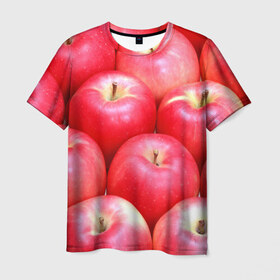 Мужская футболка 3D с принтом Яблоки в Белгороде, 100% полиэфир | прямой крой, круглый вырез горловины, длина до линии бедер | красные | плоды | уражай | фрукты | яблоки