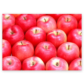 Поздравительная открытка с принтом Яблоки в Белгороде, 100% бумага | плотность бумаги 280 г/м2, матовая, на обратной стороне линовка и место для марки
 | красные | плоды | уражай | фрукты | яблоки