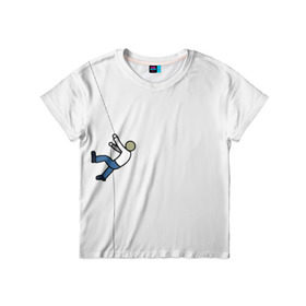 Детская футболка 3D с принтом Скалолаз в Белгороде, 100% гипоаллергенный полиэфир | прямой крой, круглый вырез горловины, длина до линии бедер, чуть спущенное плечо, ткань немного тянется | Тематика изображения на принте: рисунок | скалолаз | человечки