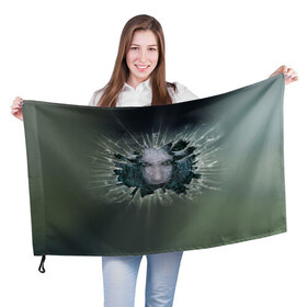 Флаг 3D с принтом Мэрилин Мэнсон в Белгороде, 100% полиэстер | плотность ткани — 95 г/м2, размер — 67 х 109 см. Принт наносится с одной стороны | marilyn manson мэрилин мэнсон | музыка | рок | шок рокер