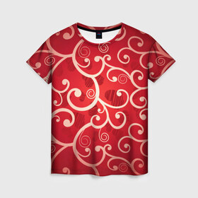 Женская футболка 3D с принтом Background в Белгороде, 100% полиэфир ( синтетическое хлопкоподобное полотно) | прямой крой, круглый вырез горловины, длина до линии бедер | hearts | red | romantic | valentine | прикольные | сердечки | фон