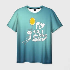Мужская футболка 3D с принтом В небо в Белгороде, 100% полиэфир | прямой крой, круглый вырез горловины, длина до линии бедер | летать | небо | прикол | улететь