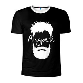 Мужская футболка 3D спортивная с принтом Андрей борода в Белгороде, 100% полиэстер с улучшенными характеристиками | приталенный силуэт, круглая горловина, широкие плечи, сужается к линии бедра | hipster | андрей | борода | имена | имя | хипстер | хисптеры