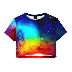 Женская футболка 3D укороченная с принтом Grunge color в Белгороде, 100% полиэстер | круглая горловина, длина футболки до линии талии, рукава с отворотами | grunge | new | арт | гранж | краска | прикольные | цветные