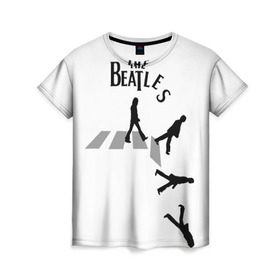 Женская футболка 3D с принтом Битлы падают в Белгороде, 100% полиэфир ( синтетическое хлопкоподобное полотно) | прямой крой, круглый вырез горловины, длина до линии бедер | the beatles | альбомы | битлз | музыка