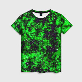 Женская футболка 3D с принтом Green color в Белгороде, 100% полиэфир ( синтетическое хлопкоподобное полотно) | прямой крой, круглый вырез горловины, длина до линии бедер | гранж | зеленый | краска | новые | текстуры | цветные