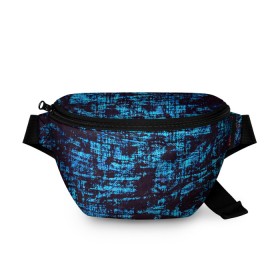 Поясная сумка 3D с принтом Джинсовый в Белгороде, 100% полиэстер | плотная ткань, ремень с регулируемой длиной, внутри несколько карманов для мелочей, основное отделение и карман с обратной стороны сумки застегиваются на молнию | blue | grunge | джинсы | краска