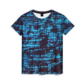 Женская футболка 3D с принтом Джинсовый в Белгороде, 100% полиэфир ( синтетическое хлопкоподобное полотно) | прямой крой, круглый вырез горловины, длина до линии бедер | blue | grunge | джинсы | краска